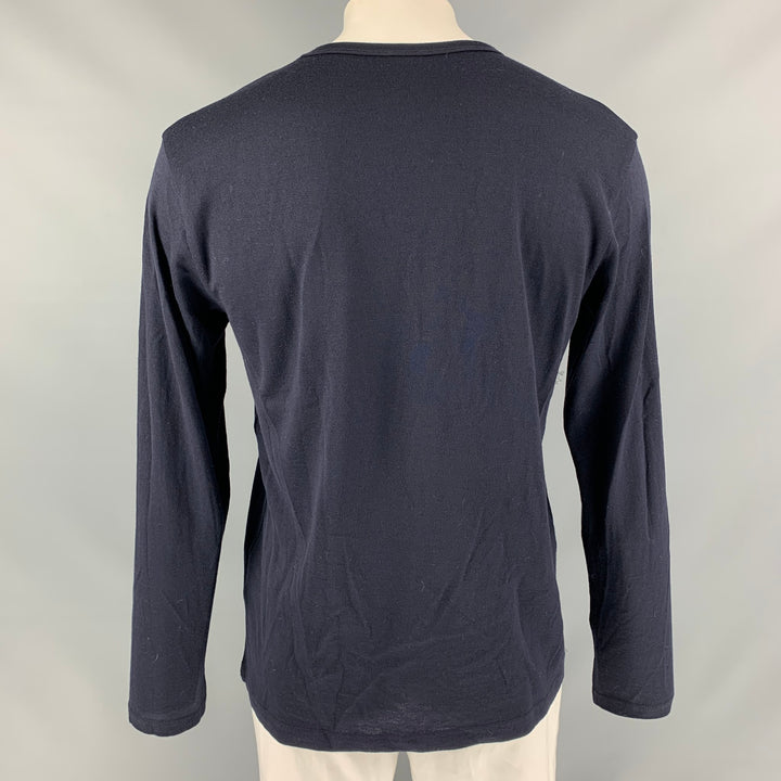 SUNSPEL Size L Navy Knitted Wool Crew-Neck Pullover