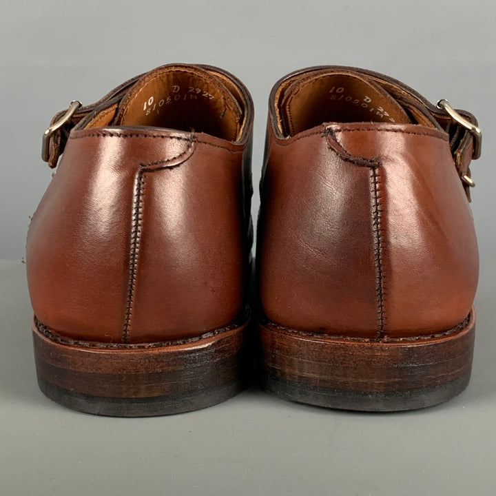 ALLEN EDMONDS Size 10 Brown Perforated Leather Double Monk Strap Lace Up Shoes