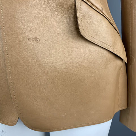 RALPH LAUREN Size 10 Tan Calf Leather Blazer