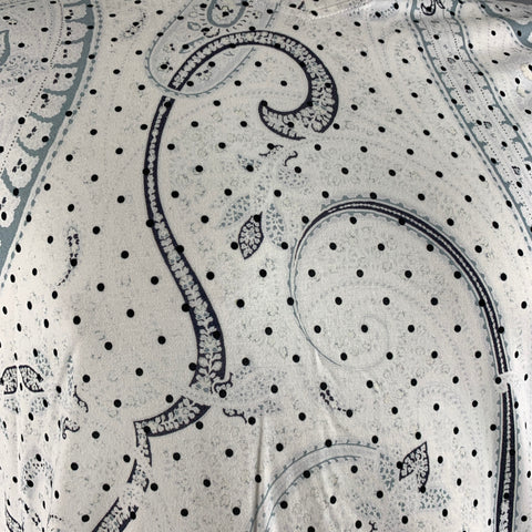 ROBERT GRAHAM Size XL White Blue Paisley Cotton V-Neck T-shirt