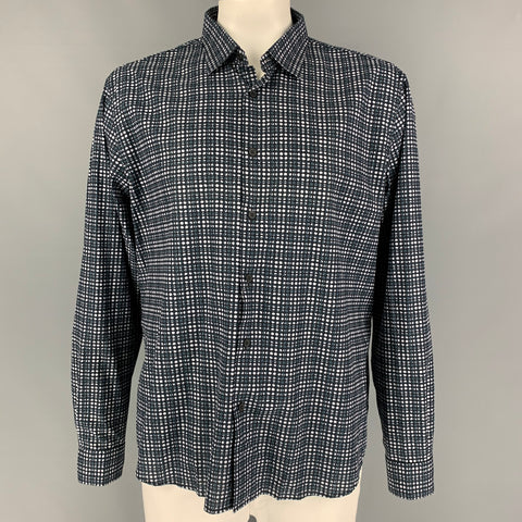 Z ZEGNA Size XXL Black Grey Abstract Cotton Long Sleeve Shirt