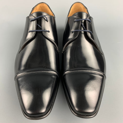 PAUL SMITH Size 12 Black Leather Cap Toe Lace Up Dress Shoes