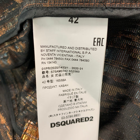 DSQUARED2 Size 6 Gold Silver Polyester Viscose Metallic Jacket