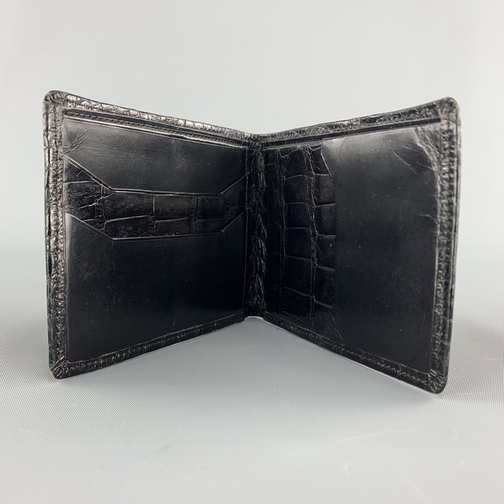 Vintage I by SCHELSINGER BROTHERS Textured / Embossed  Black Leather Bifold Wallet