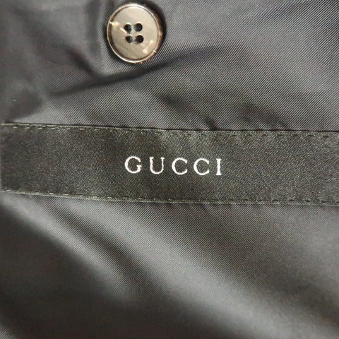 GUCCI Chest Size 42 Black & White Pinstripe Wool Notch Lapel 34 27 Suit