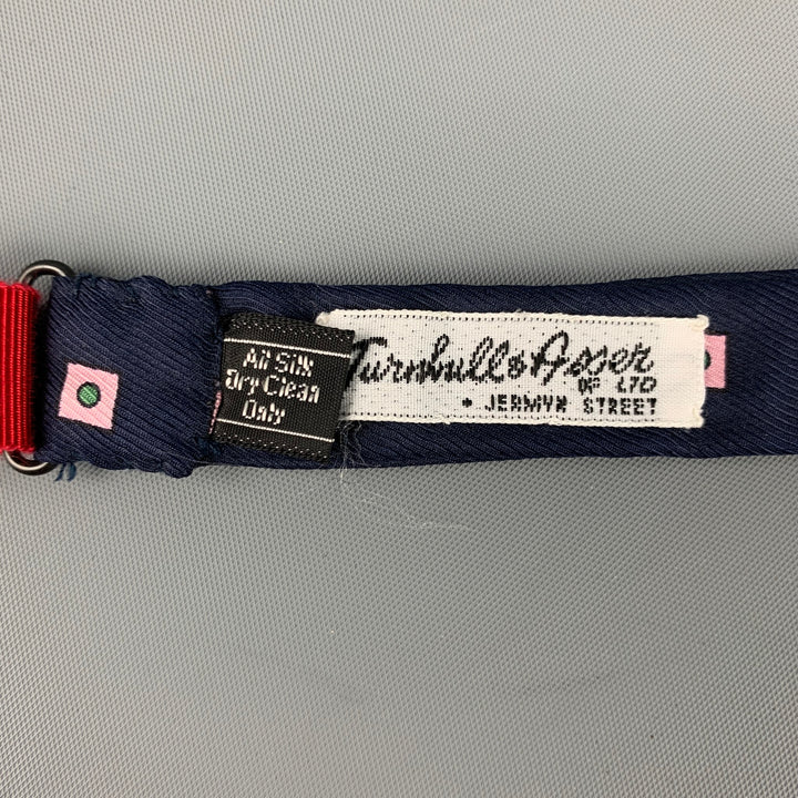 TURNBULL & ASSER Navy Pink Square Silk Bow Tie