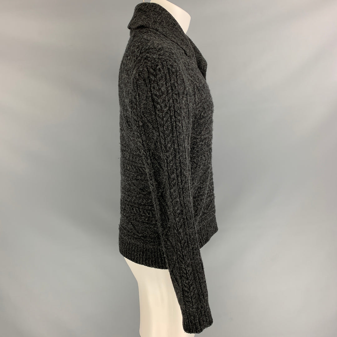 RRL by RALPH LAUREN Size M Charcoal Knitted Wool Shawl Collar Sweater