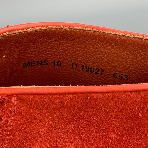 FLORSHEIM by Duckie Brown Size 10 Red Perforated Suede Lace Up Boots