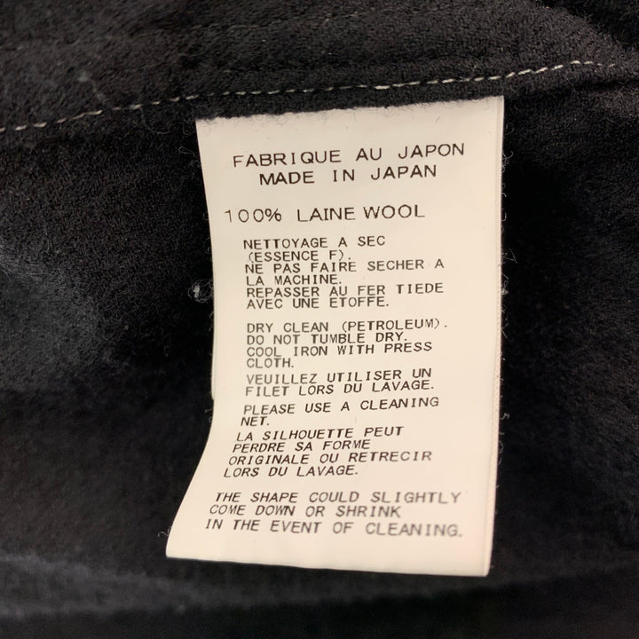 YOHJI YAMAMOTO Size L Black Contrast Stitch Wool Patch Pockets Coat