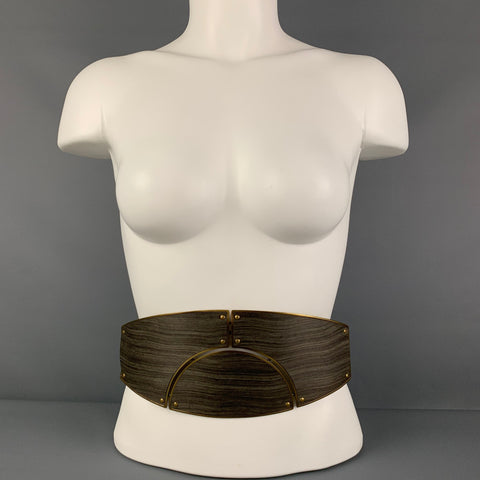 LANVIN Taille S Ceinture Corset Cuir Métal Noir Marron