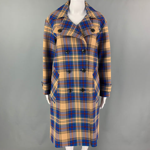 RAG & BONE Size XS Blue Tan Cotton Polyester Double Breasted Coat