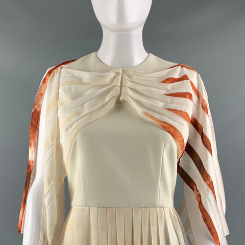 CHRISTIAN SIRIANO Size 4 Beige Tan Polyester Tie Dye Long Dress