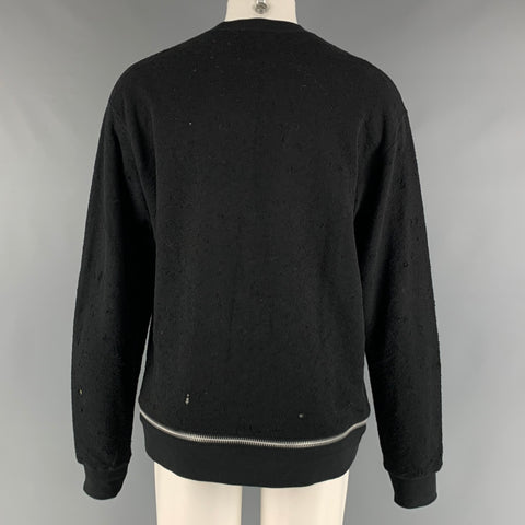 JOHN LAWRENCE SULLIVAN Taille S Sweat-shirt à col rond en coton vieilli noir