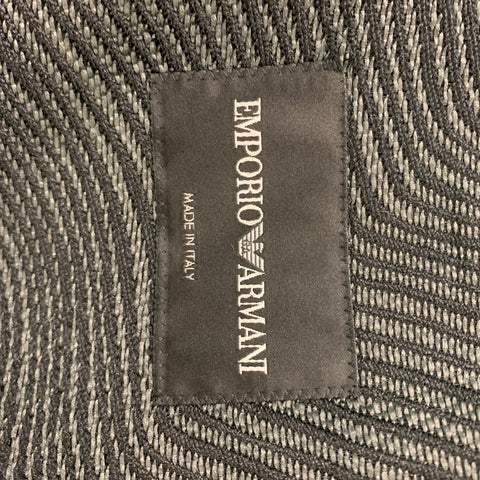 EMPORIO ARMANI Size 40 Black Grey Jacquard Polyester Blend Sport Coat