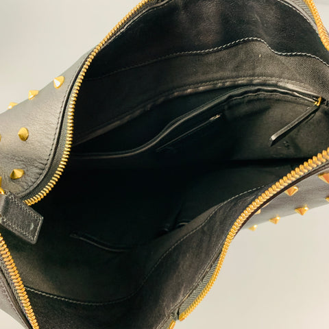 ALEXANDER MCQUEEN Black Gold Studded Leather Hobo Handbag