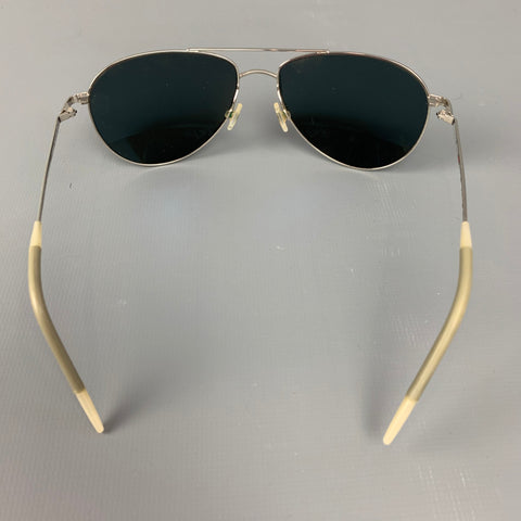 OLIVER PEOPLES Silver Metal Aviator Benedict Sunglasses