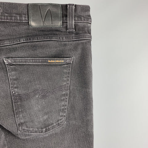 NUDIE JEANS Size 34 Black Washed Cotton Zip Fly Jeans