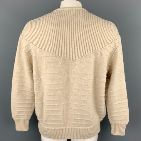 Vintage CLAUDE MONTANA Size L Off White Textured Wool Blend Oversized Sweater