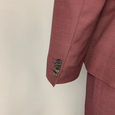 PAUL SMITH Kensington Fit Size 44 Regular Burgundy & Black Nailhead Wool Notch Lapel Suit