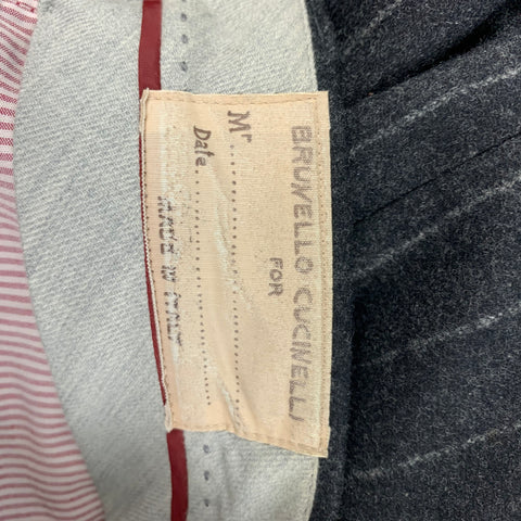 BRUNELLO CUCINELLI Size 30 Charcoal Light Grey Chalkstripe Wool Dress Pants