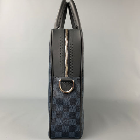 LOUIS VUITTON Navy & Blue Damier Graphite Canvas Leather Trim Canvas Porte-Documents Business Bag
