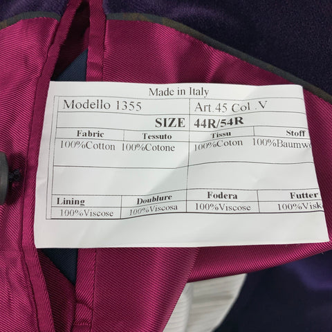 PAUL SMITH The Byard Size 44 Regular Purple Velvet Cotton Notch Lapel Sport Coat