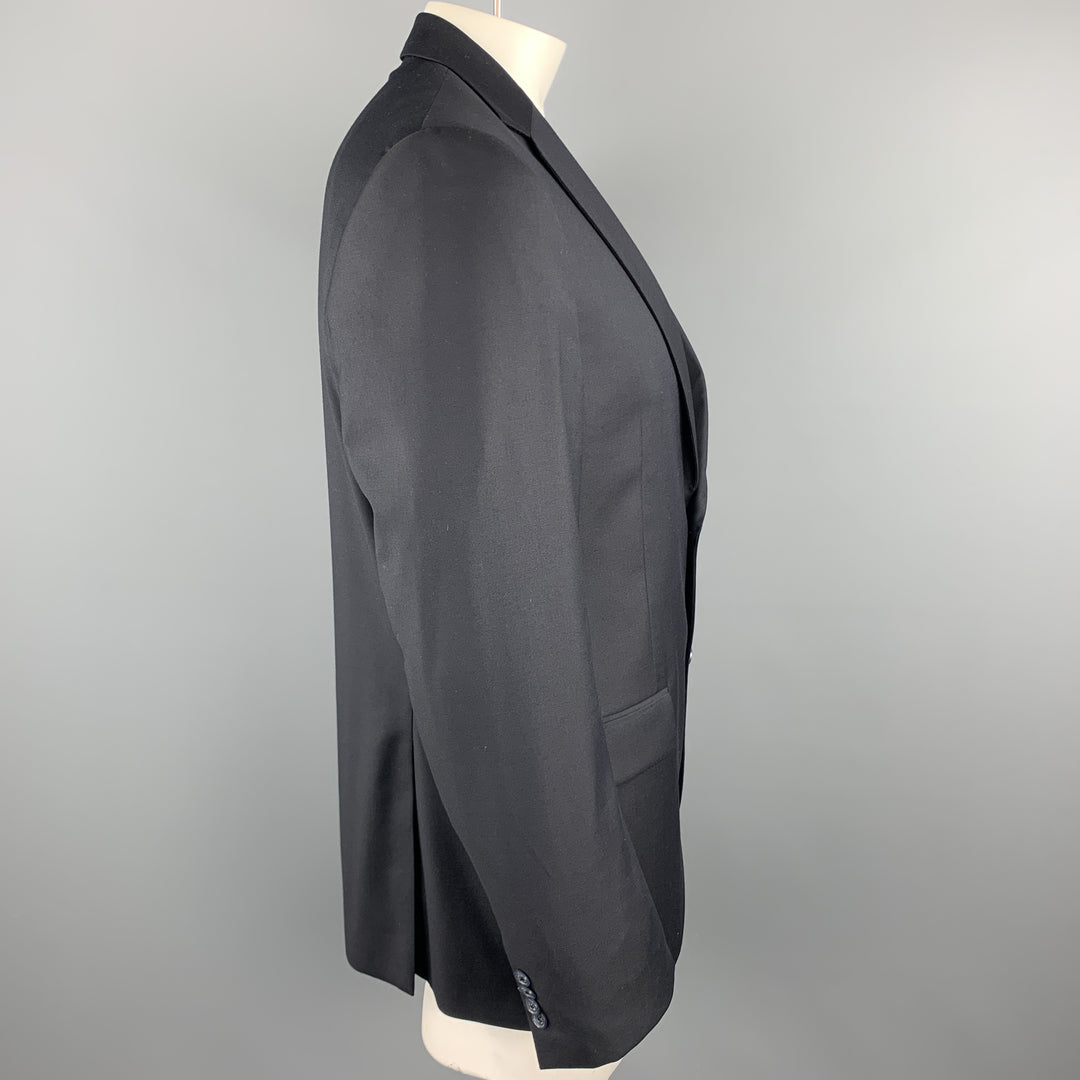 BARNEYS NEW YORK Size 42 Regular Black Wool Notch Lapel Sport Coat