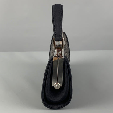 GIORGIO ARMANI Black Woven Taffeta Leather Clutch Bag