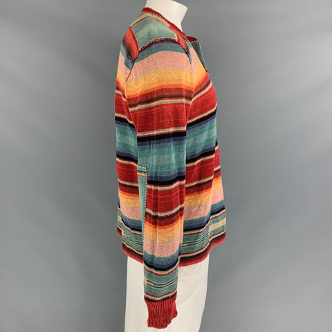 POLO by RALPH LAUREN Size L Multi-Color Knitted Linen Blend Buttoned Pullover