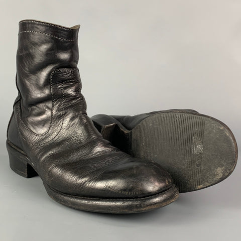 JULIUS_7 Size 8.5 Black Leather Round Toe Boots
