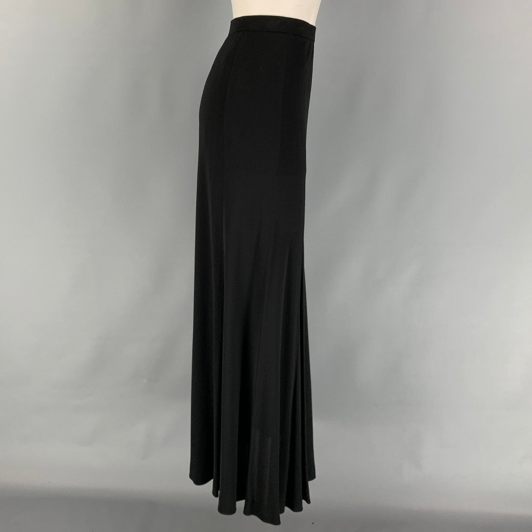 Vintage YVES SAINT LAURENT Rive Gauche Size 8 Black Viscose Long Skirt