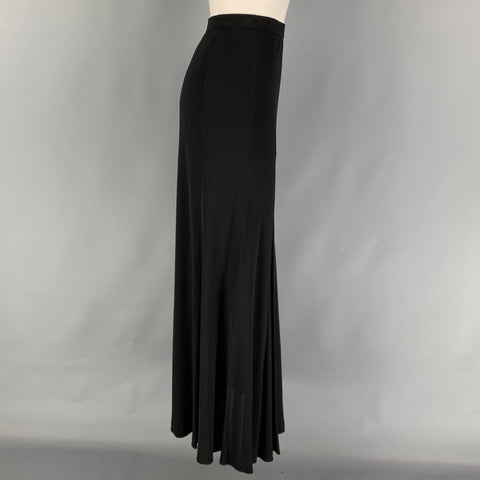 Vintage YVES SAINT LAURENT Rive Gauche Size 8 Black Viscose Long Skirt