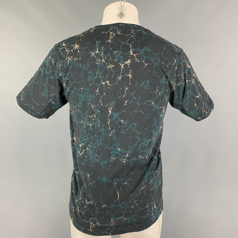 DRIES VAN NOTEN SS 19 Size S Multi-Color Blue Graphic Cotton Crew-Neck T-shirt