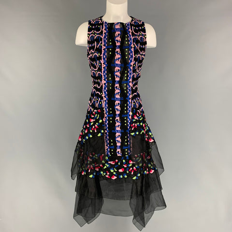 PETER PILOTTO Vestido de cóctel sin mangas bordado de seda multicolor talla M