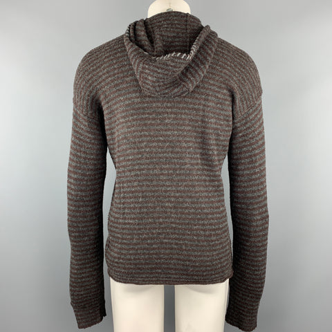 JOHN VARVATOS * U.S.A. Size S Navy & Brown Stripe Acrylic Blend Hooded Pullover