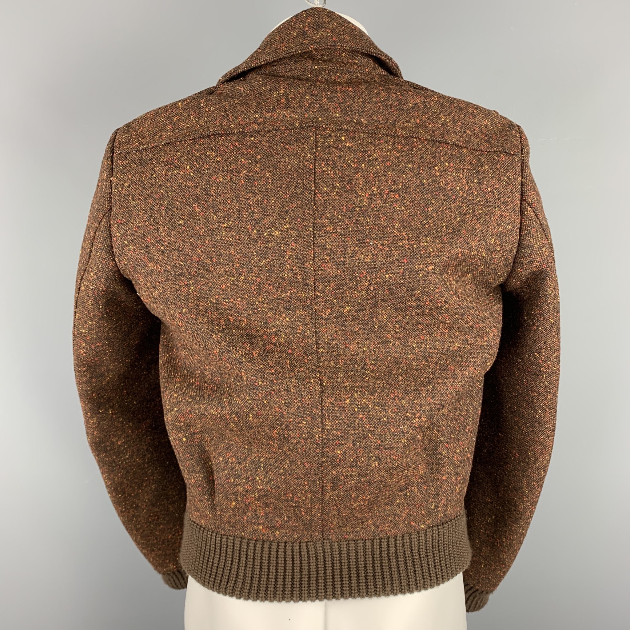 BURBERRY PRORSUM Fall 2011 Size 36 Brown Tweed Wool Zip Up Jacket