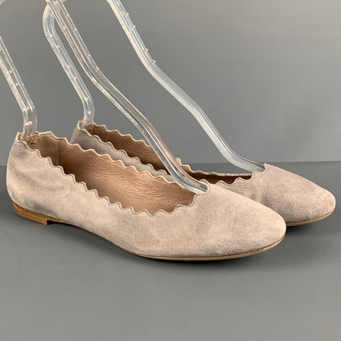 CHLOE Size 8.5 Grey Suede Solid Ballet Flats