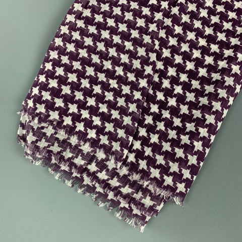 NOT LISTED Eggplant White Houndstooth Cotton Scarf