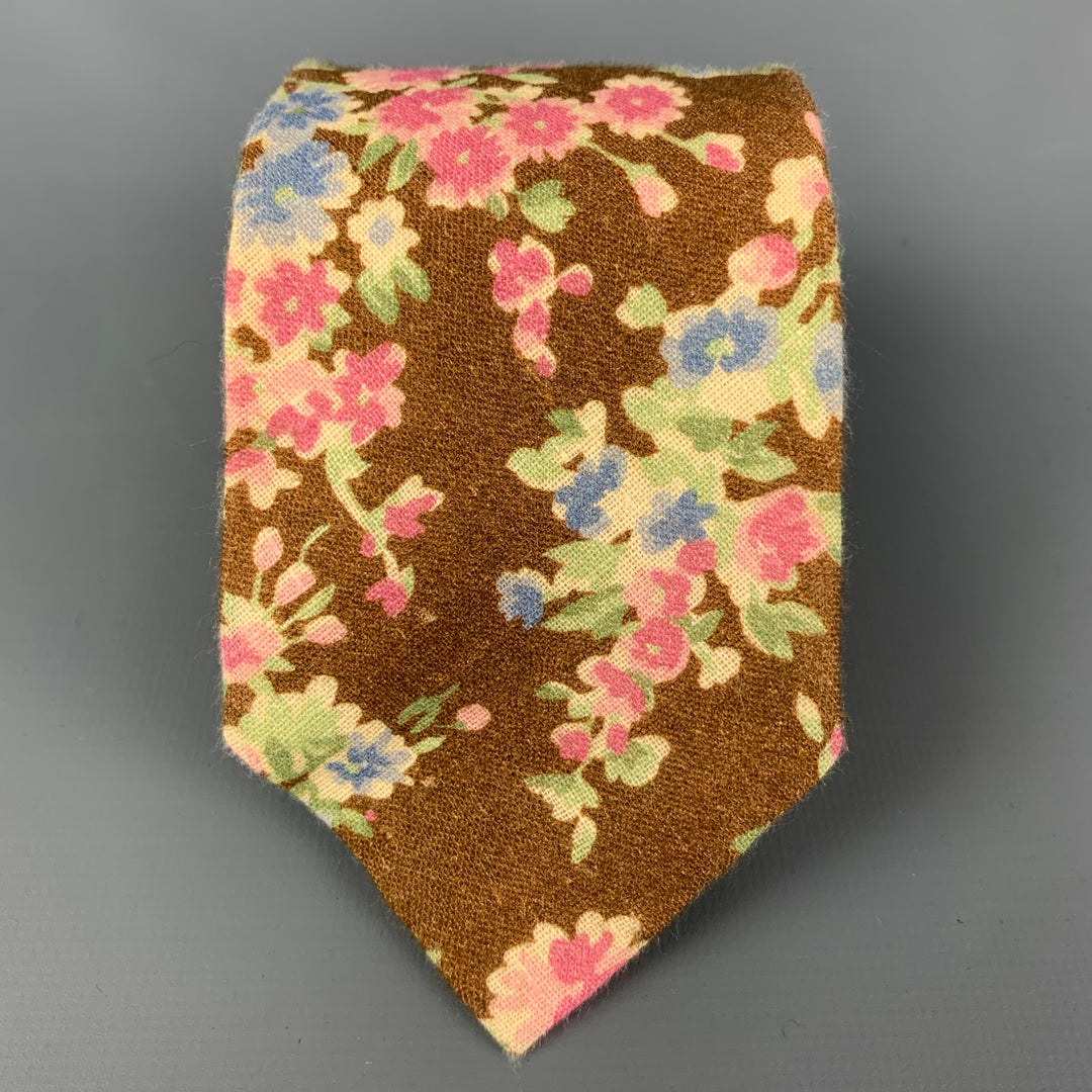 POLO by RALPH LAUREN Brown Multi-Color Floral Linen Tie