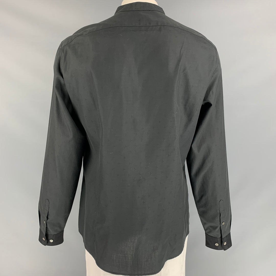 JOHN VARVATOS Size XL Black Solid Cotton  Long Sleeve Shirt  Tuxedo