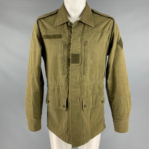 SAINT LAURENT Taille 38 Veste utilitaire en ramie de coton kaki