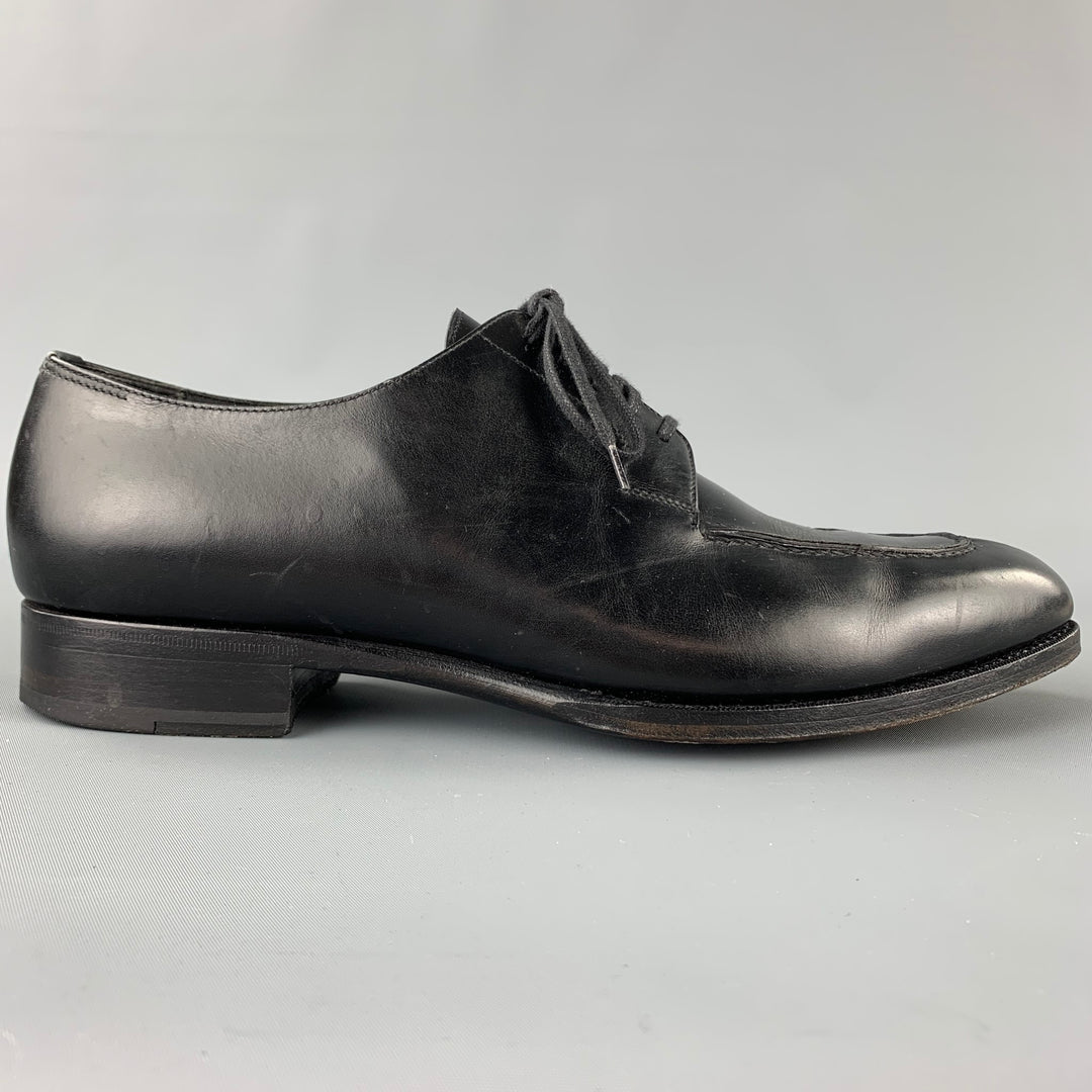 TOM FORD Size 11 Black Leather Split Toe Blucher Lace Up Shoes