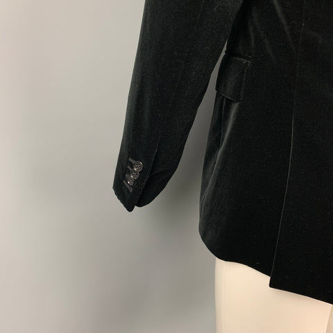 RALPH LAUREN Black Label Size 40 Regular Black Velvet Cotton Peak Lapel Sport Coat