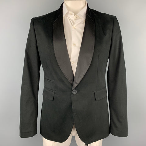 TOM REBL Size 42 Black Acetate / Cotton Shawl Collar Sport Coat