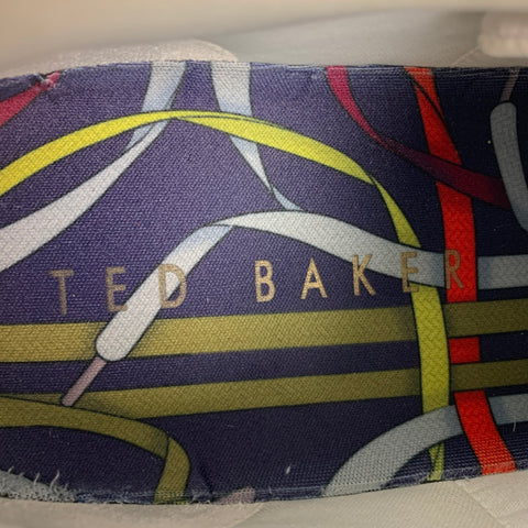 TED BAKER Size 12 White Light Blue Two Toned Leather Sneakers