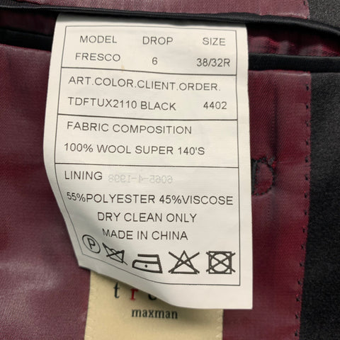 TREND Size 38 Black Wool Single breasted Tuxedo