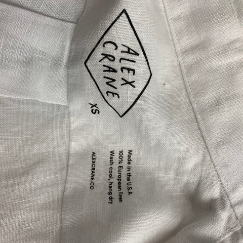 ALEX CRANE Size XS White Satin Linen Button Down Long Sleeve Shirt