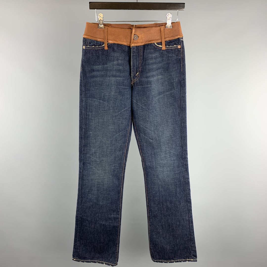 LEVI'S Taille 30 Jean à braguette boutonnée en coton uni indigo
