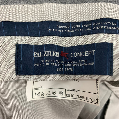 PAL ZILERI Size 34 Grey Heather Wool Blend Flat Front Dress Pants