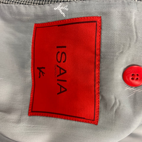 ISAIA Talla regular 48 Traje de solapa de muesca de lana a cuadros verde claro y negro